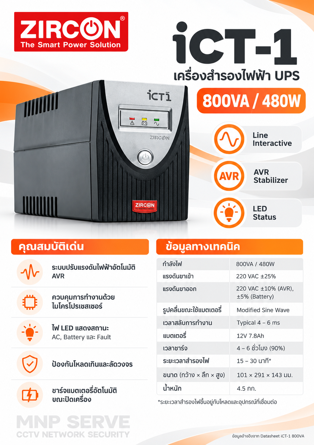 ZIRCON UPS iCT-1 (800VA480W) 2